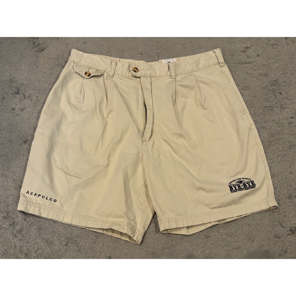 Bye-Bye Sailing the World Vintage Yachting Shorts Tan Khaki Acapulco Mens Large